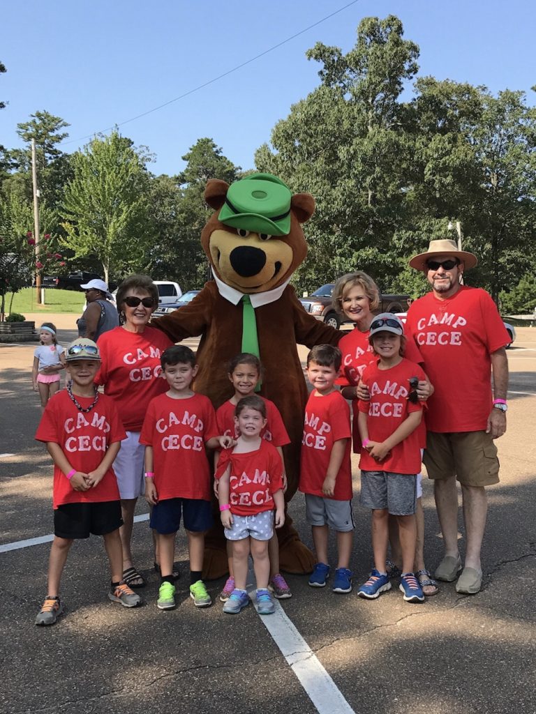 KIDS, GRANDPARENTS AND GREAT GRANDMOTHER WITH YOGI BEAR-COUSIN CAMP