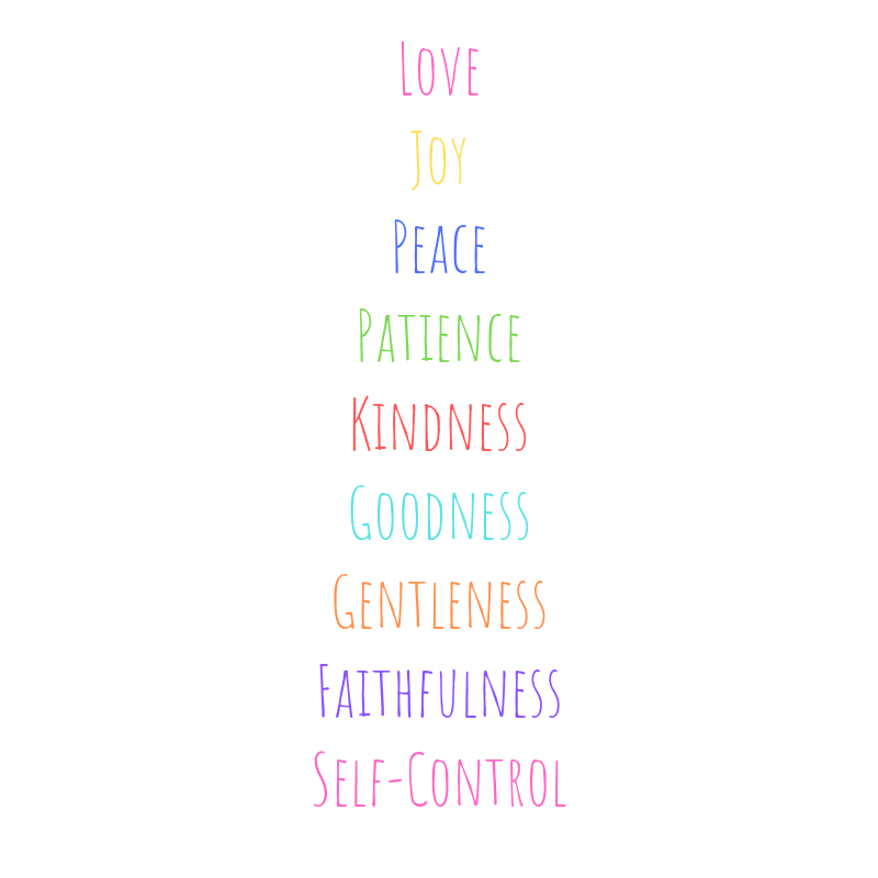 love joy peace patience kindness goodness gentleness faithfulness self-control